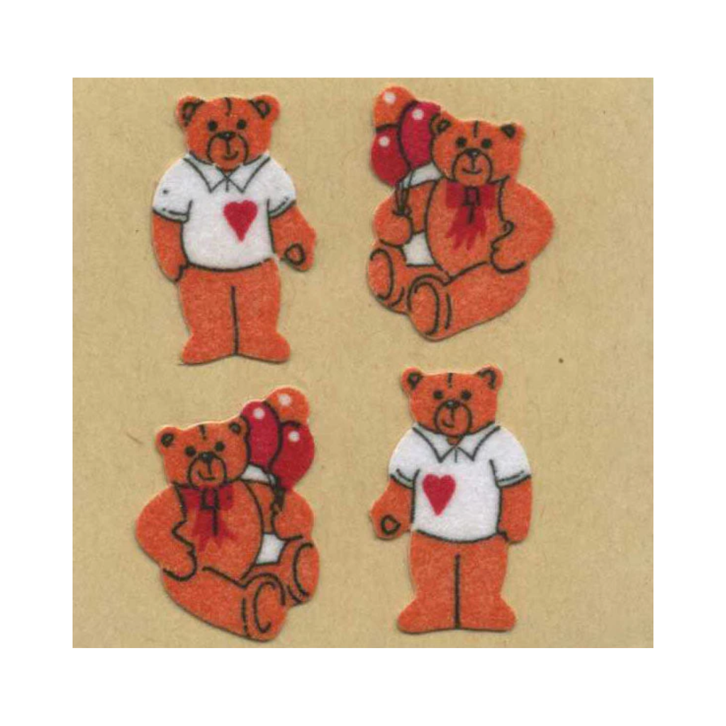 Teddies In T-Shirts Fuzzy Sticker Sheet