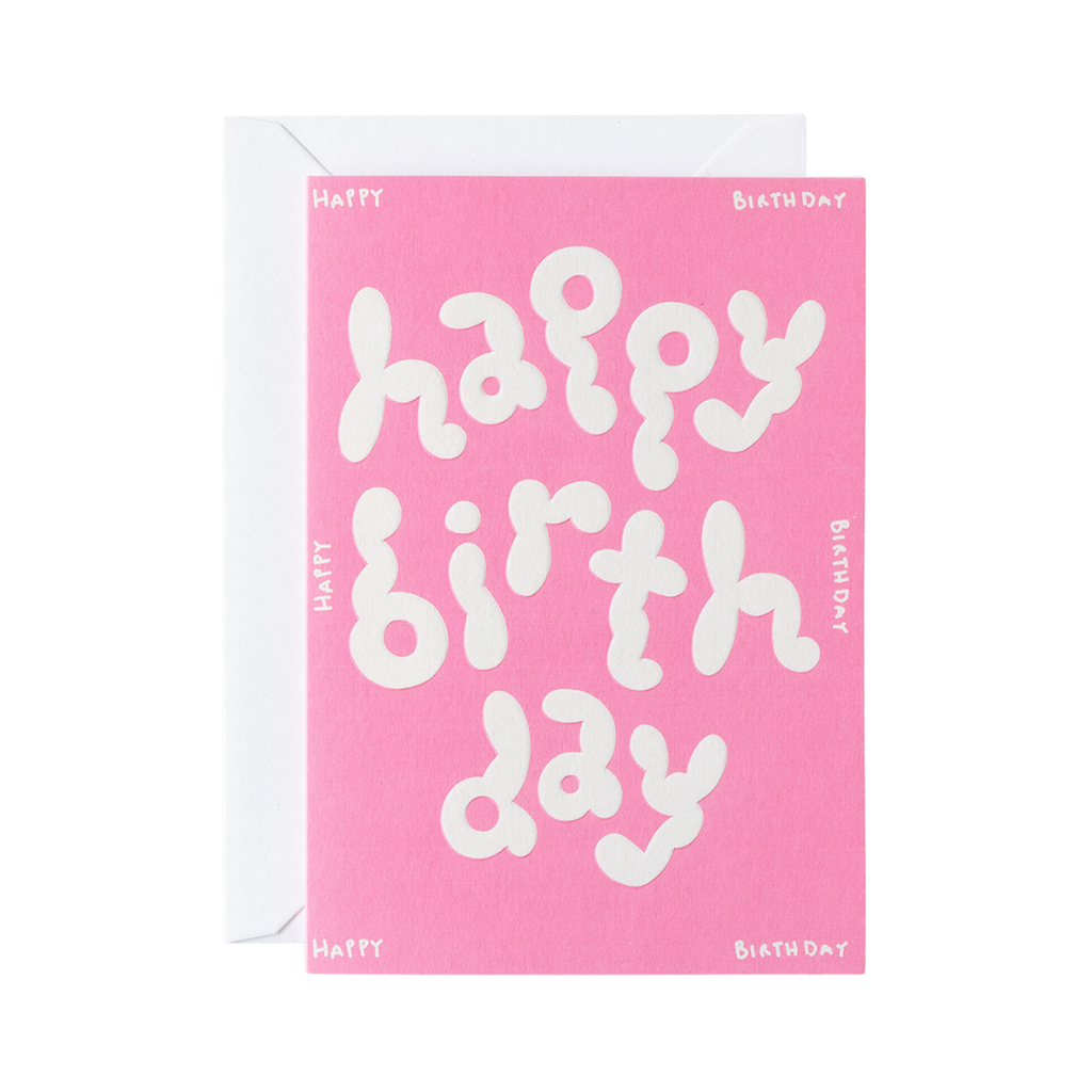 Pink Happy Birthday Greeting Card