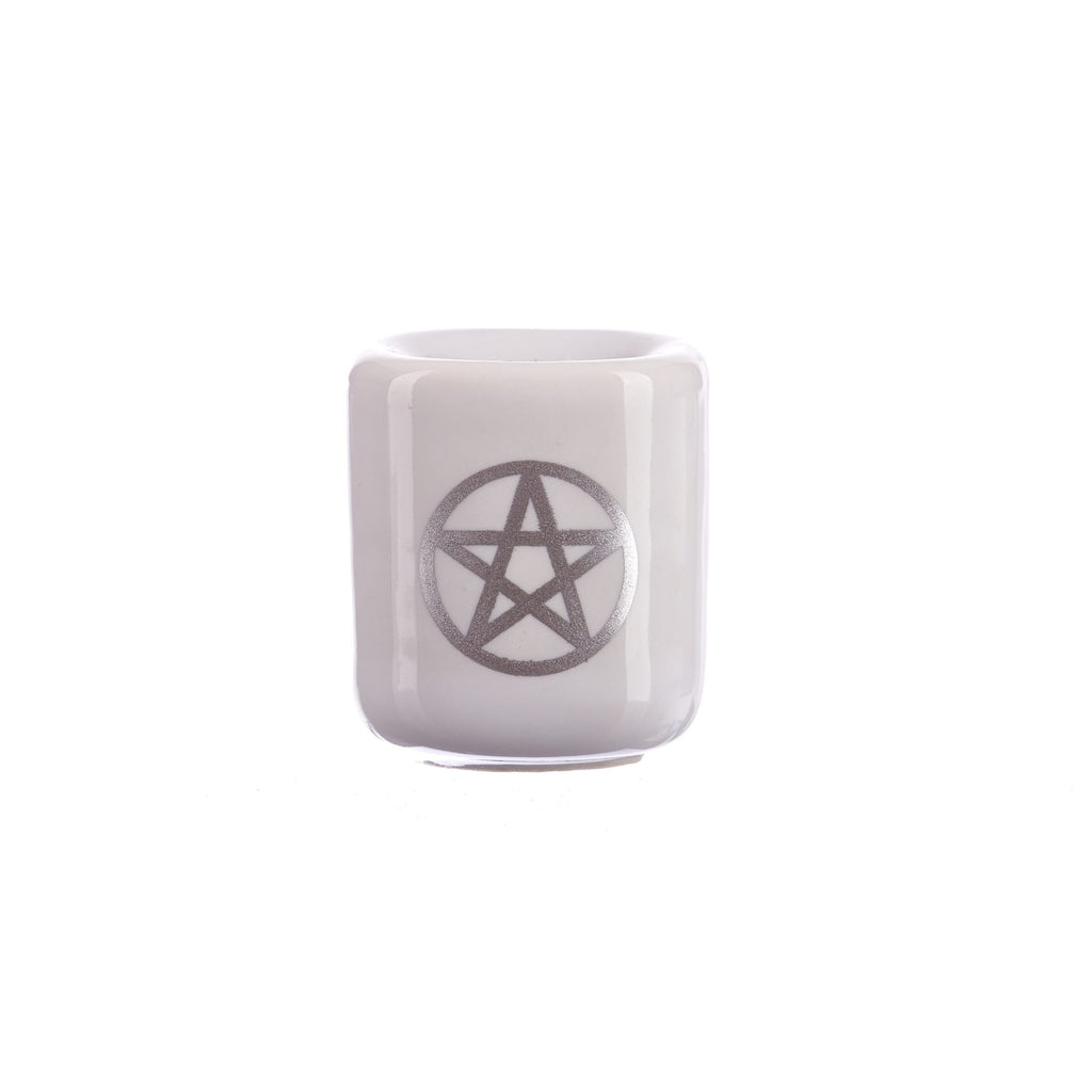 Small Spell Candle Holder - Silver Pentacle | General