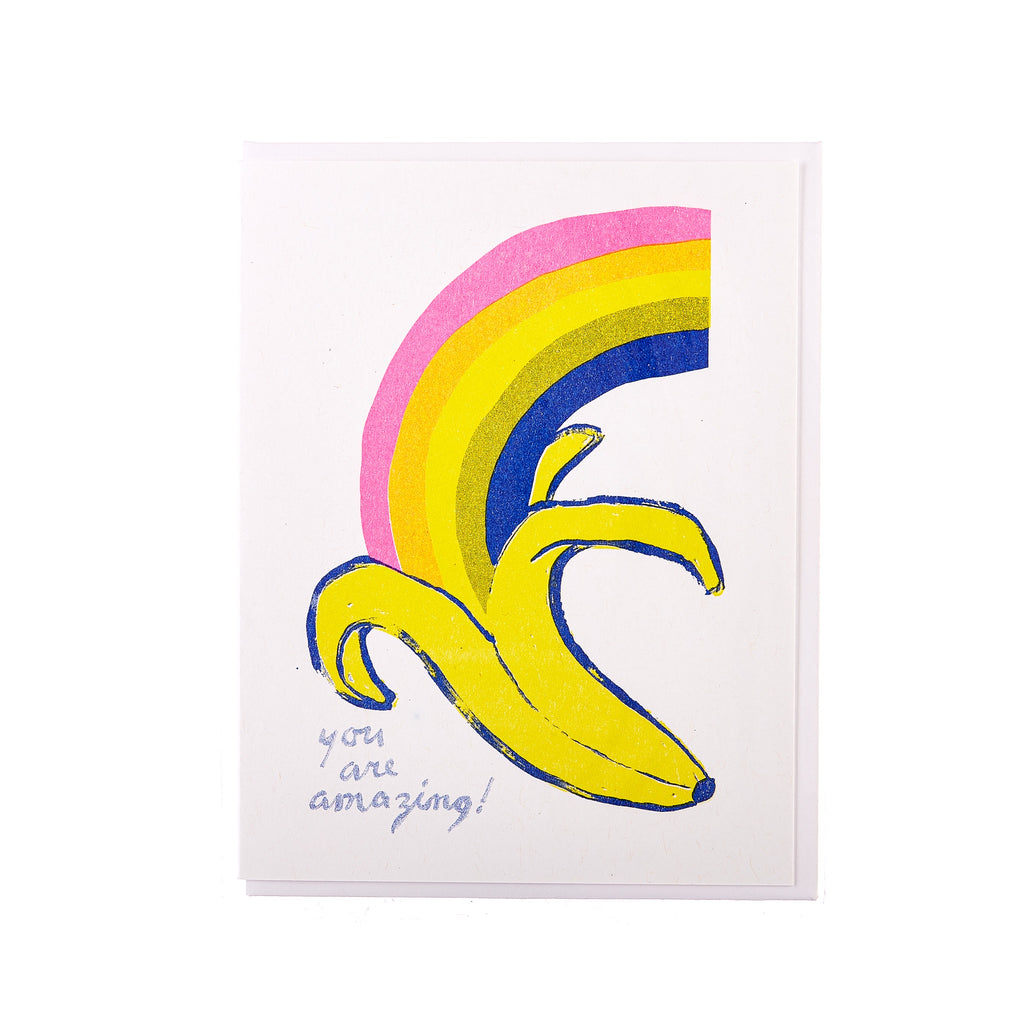 Yellow Owl // Banana Rainbow Greeting Card | Greeting Cards