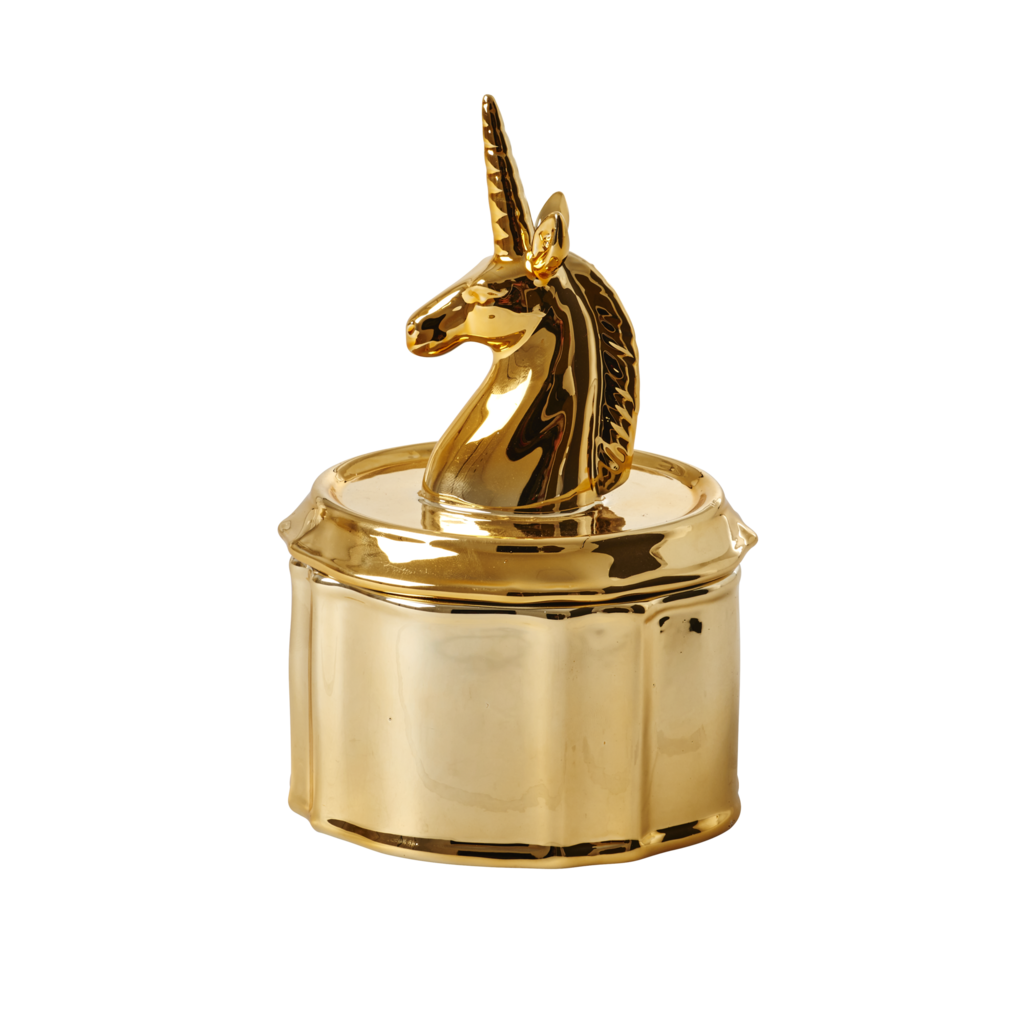 Rice // Unicorn Jewellery Box, Gold Porcelain | Trinket