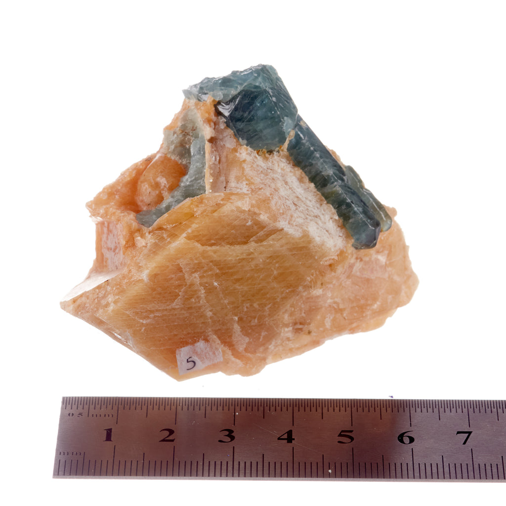 Blue Apatite & Orange Calcite #1