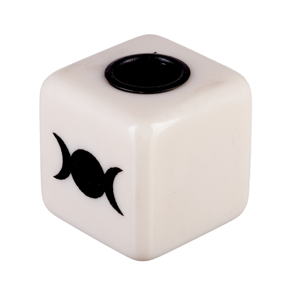 Triple Moon Cube Candle Holder - White
