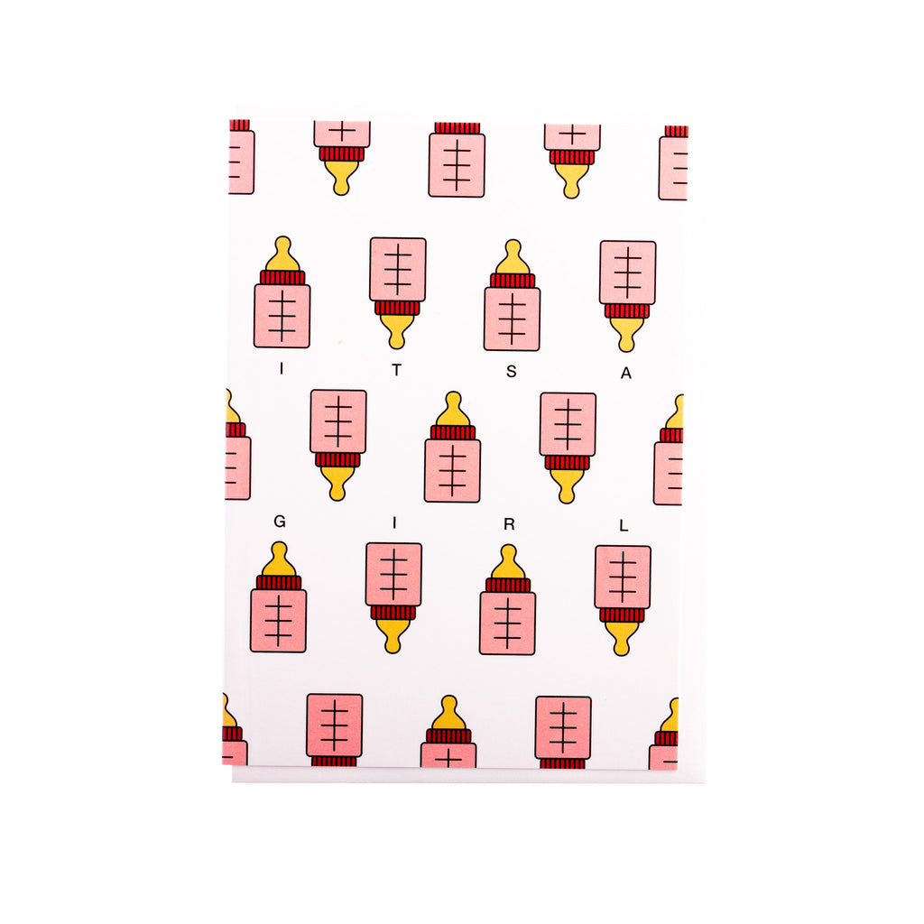 Redfries // Pink Bottle Greeting Card | Greeting Cards
