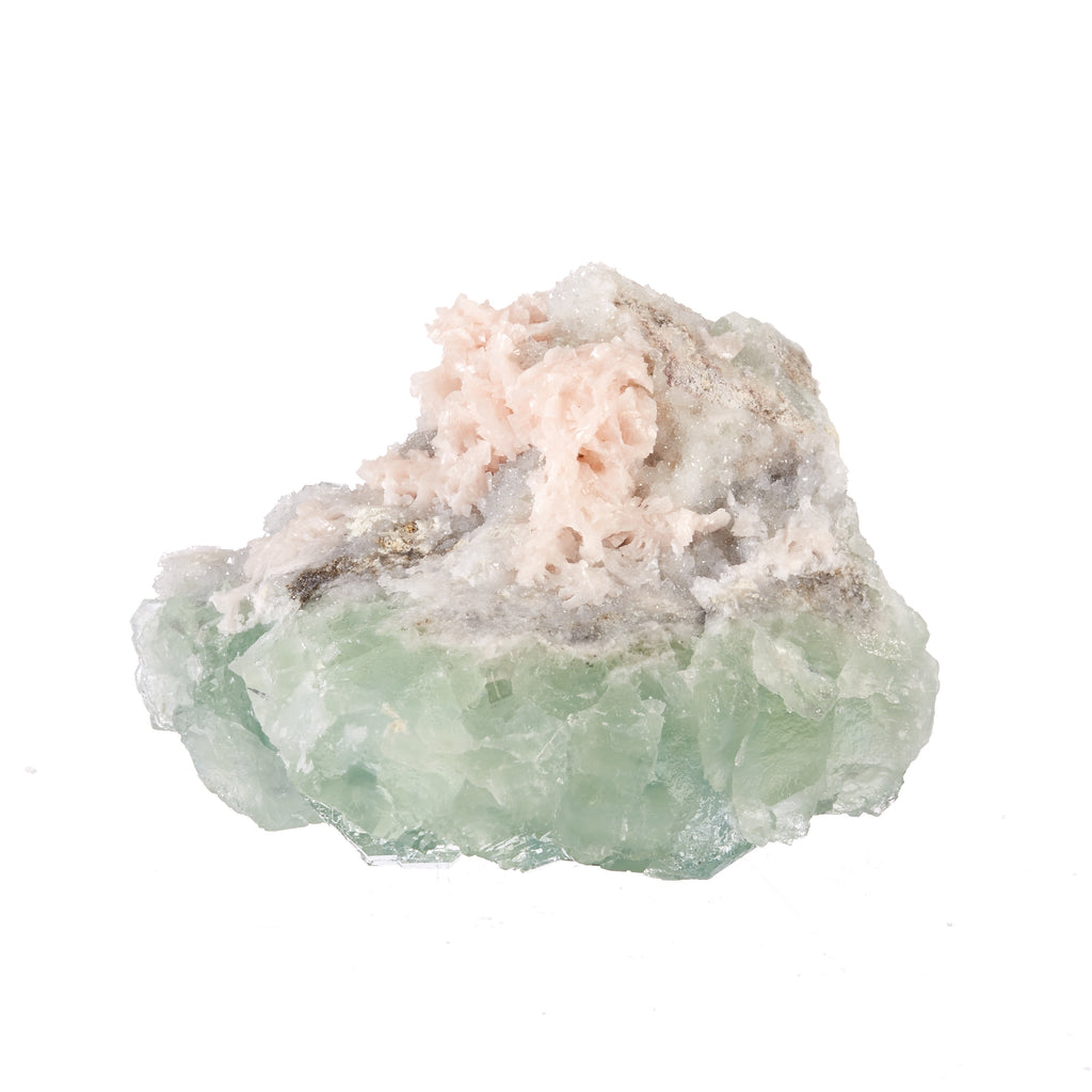 Green Fluorite with Pink Calcite & Quartz #2 | Crystals