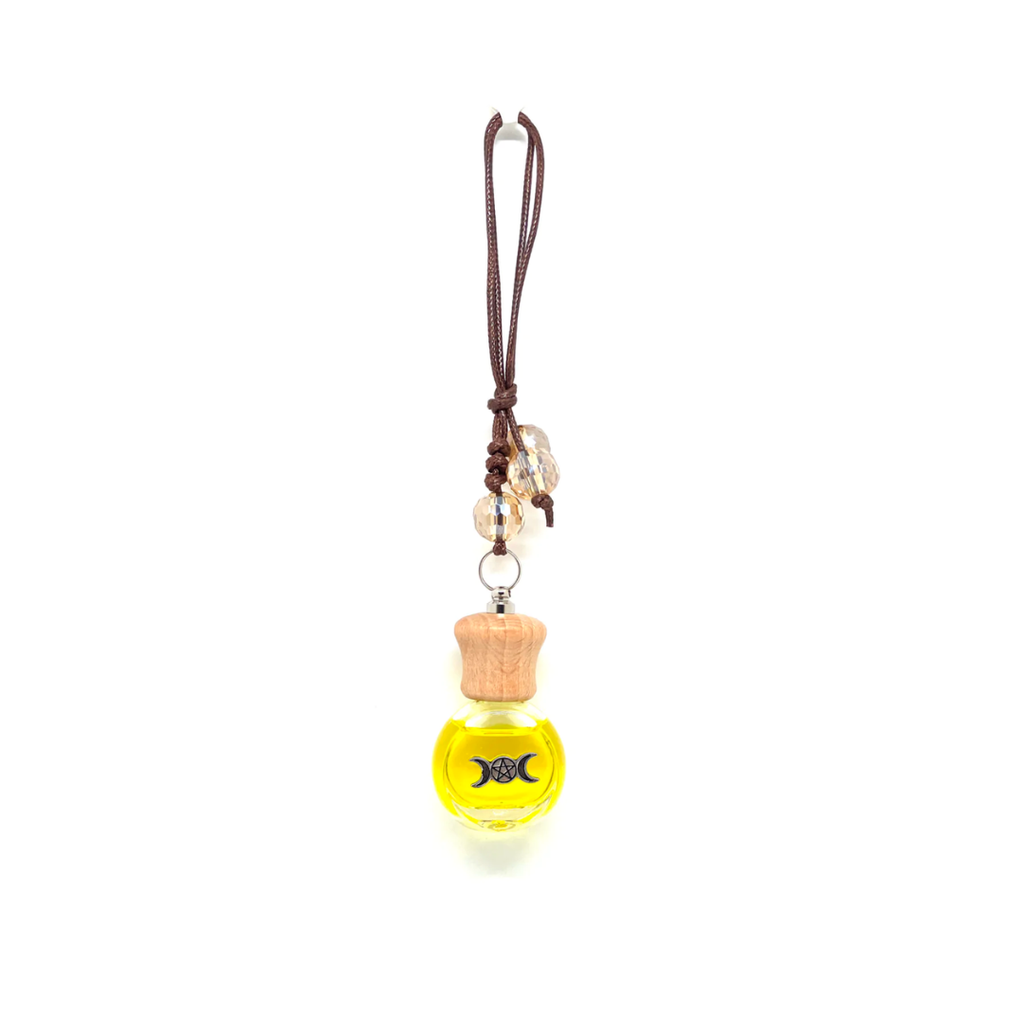 Hanging Wiccan Car Diffuser - Yellow Triple Moon