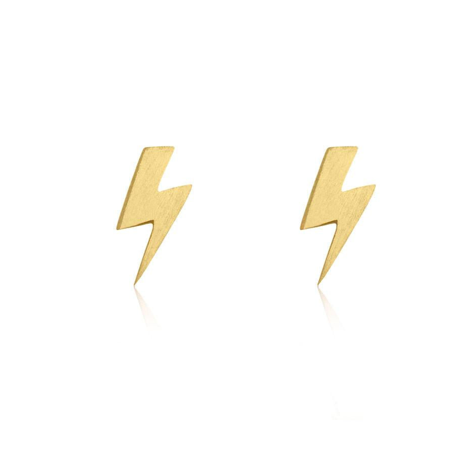 Linda Tahija // Lightning Bolt Stud Earrings - Yellow Gold Plated Sterling Silver | Linda Tahija Jewellery