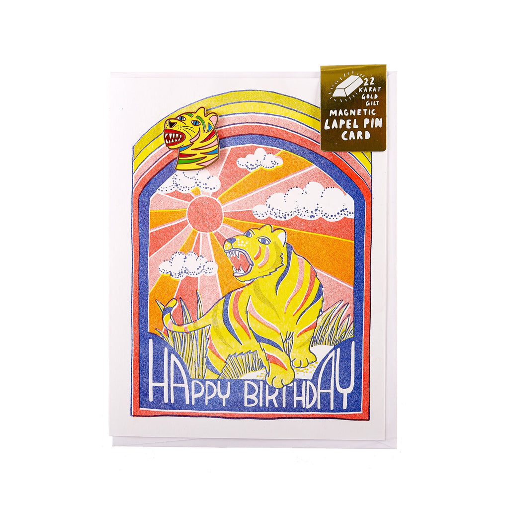 Yellow Owl // Magnetic Pin Greeting Card - Happy Birthday Tiger | Greeting Cards