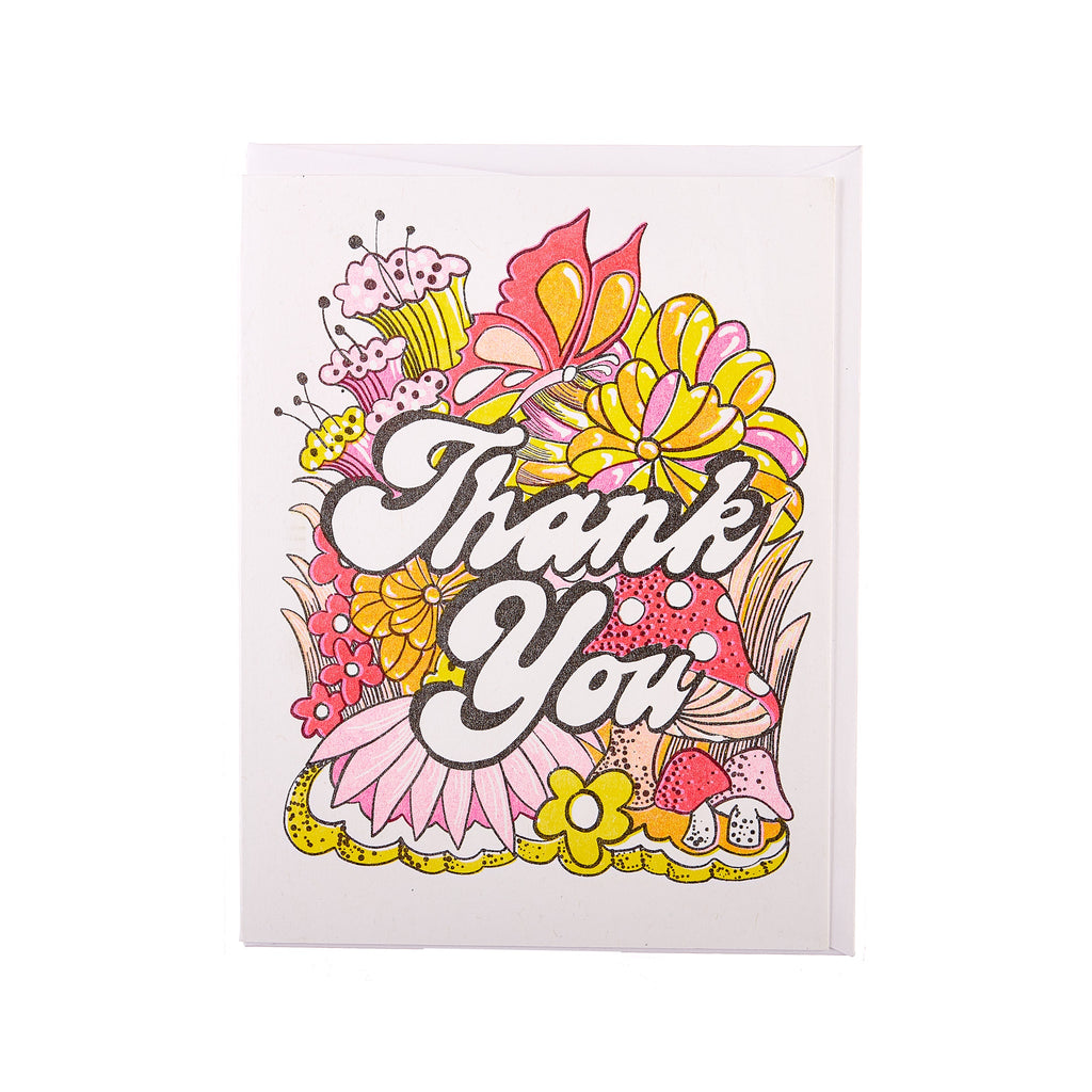 Yellow Owl // Thank You Floral Greeting Card | Greeting Cards