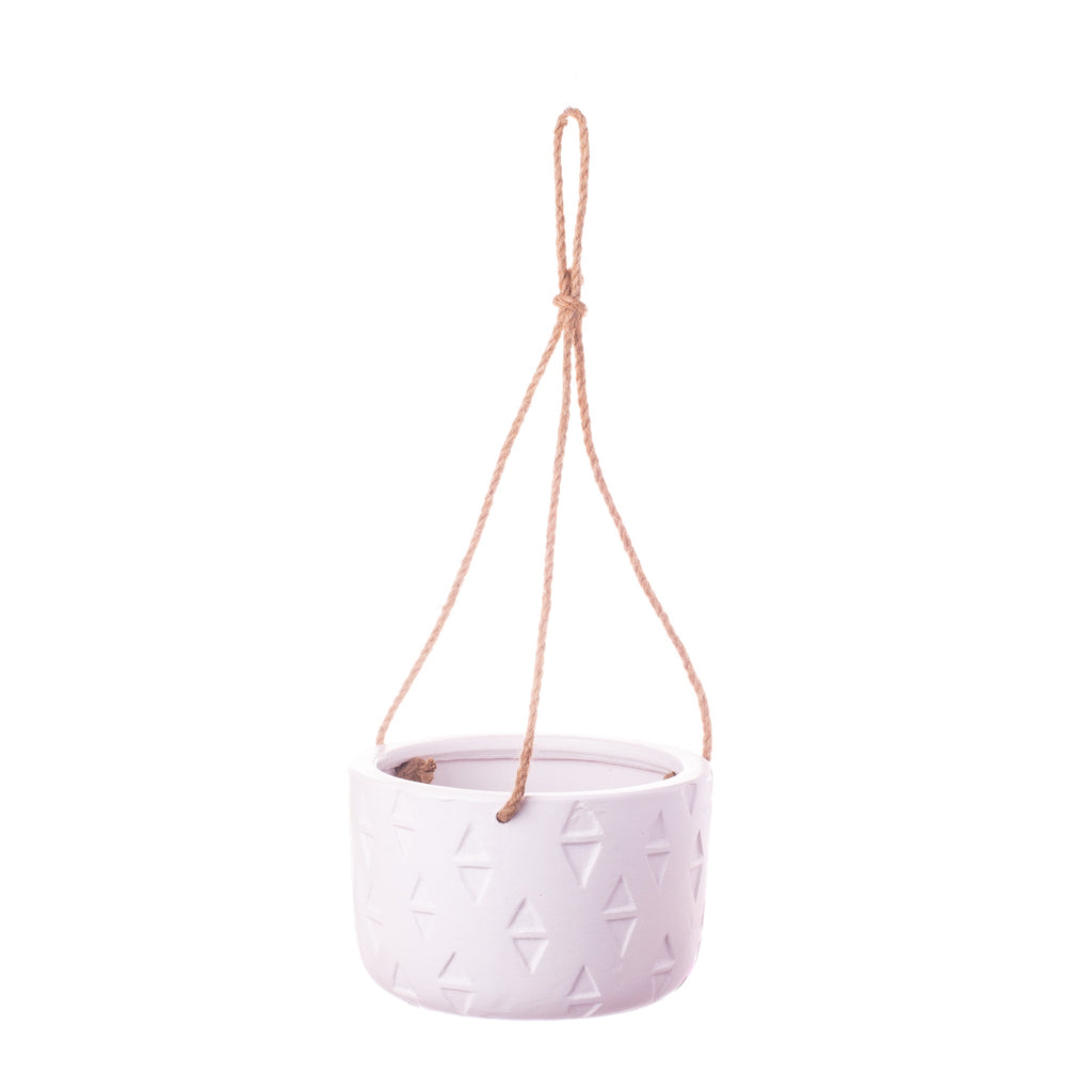 Jones and Co // White Ceramic Triangles Hanging Pot | General