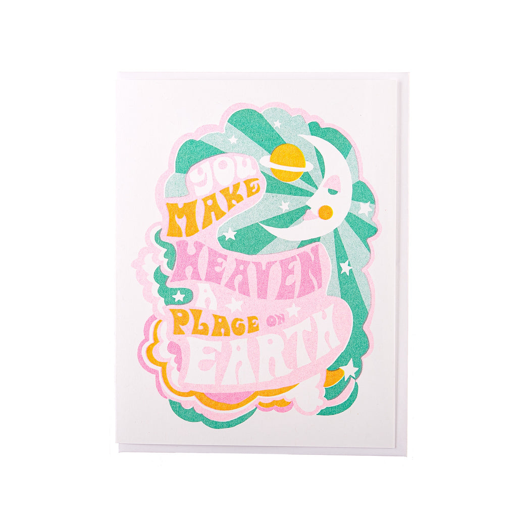 Yellow Owl // You Make Heaven A Place On Earth Greeting Card | Greeting Cards