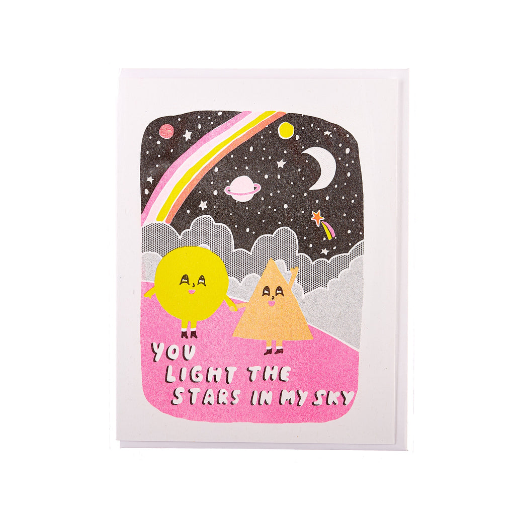 Yellow Owl // You Light The Stars Greeting Card | Greeting Cards