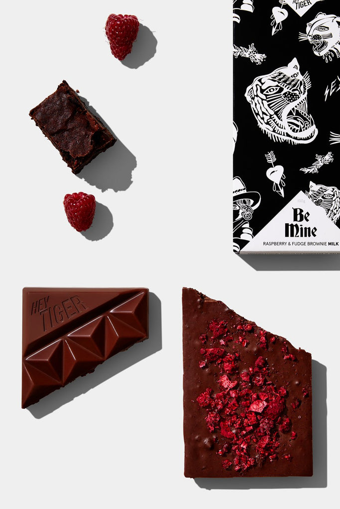 Hey Tiger // Be Mine - Raspberry & Fudge Brownie Chocolate 35g | Confectionery