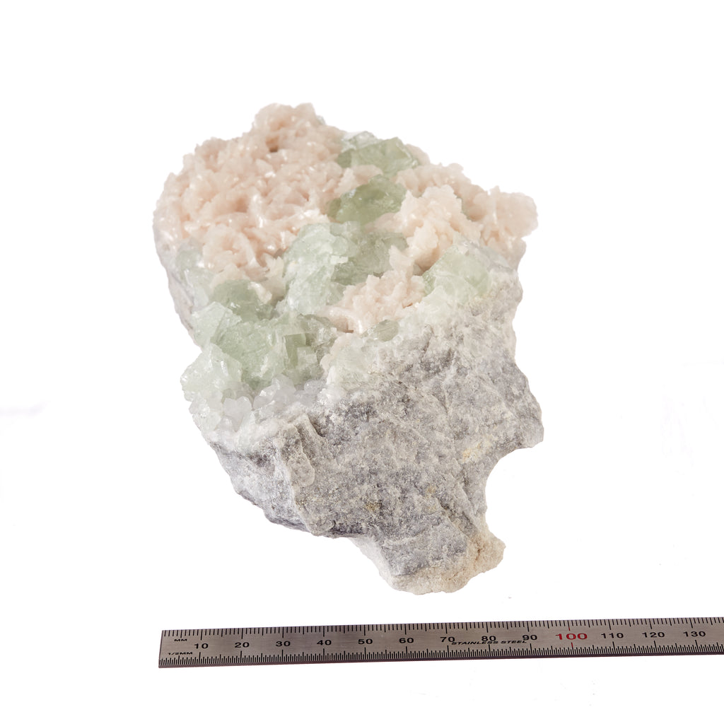 Green Fluorite with Pink Calcite | Crystals