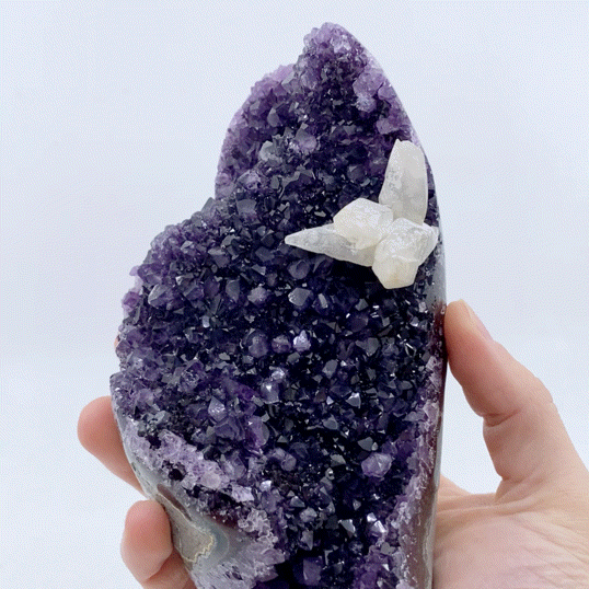 Amethyst and Calcite Base Cut #4 | Crystals