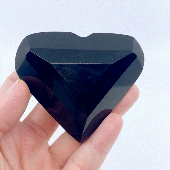 Black Obsidian Faceted Heart #7 | Crystals