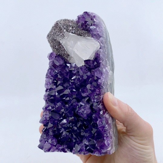 Amethyst and Calcite Base Cut #3 | Crystals