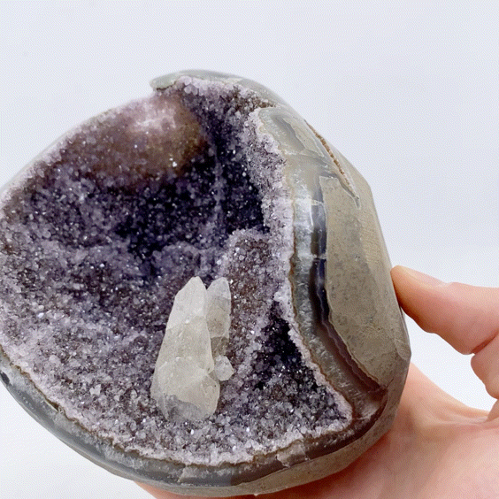 Amethyst and Calcite Base Cut #14 | Crystals
