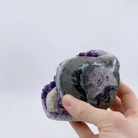 Amethyst and Calcite Base Cut #16 | Crystals