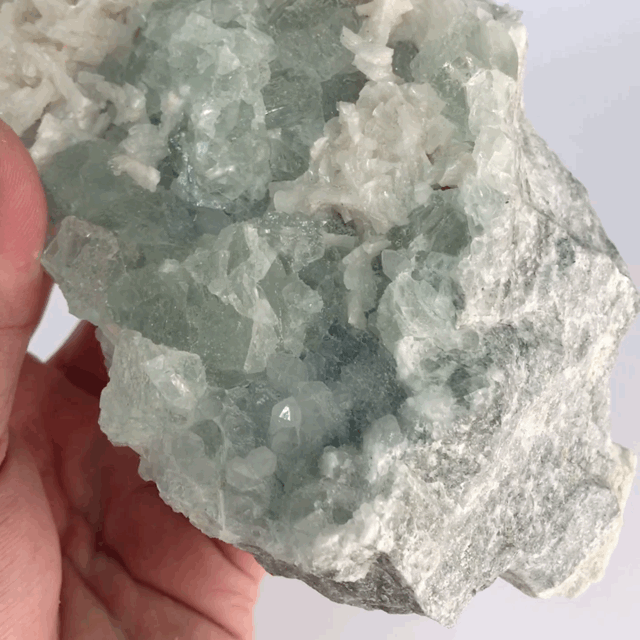 Green Fluorite with Pink Calcite | Crystals