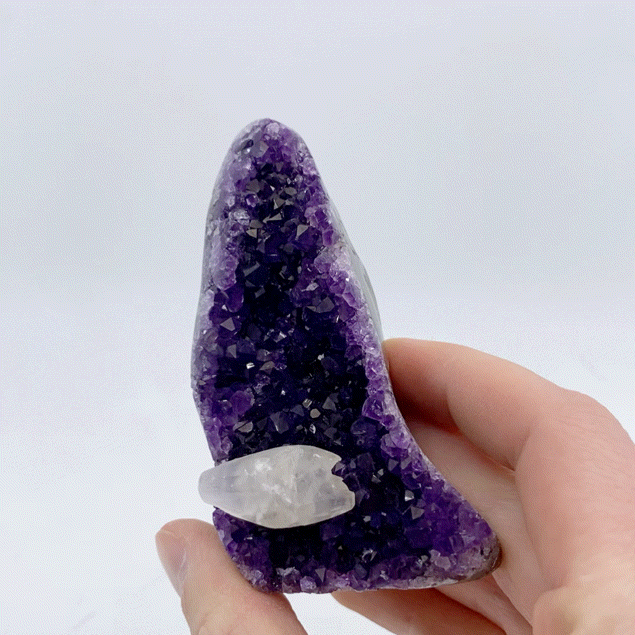 Amethyst and Calcite Base Cut #11 | Crystals