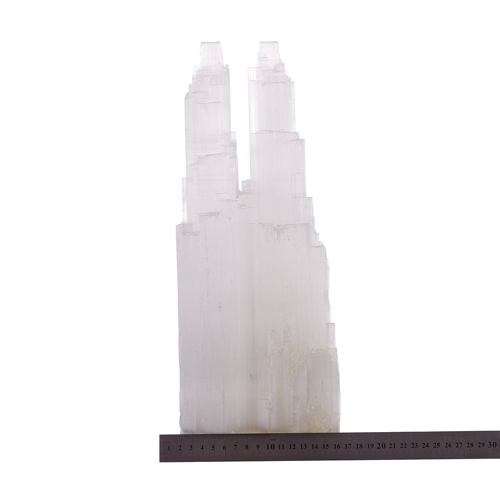Selenite Twin Tower Lamp // 38cm | Crystals