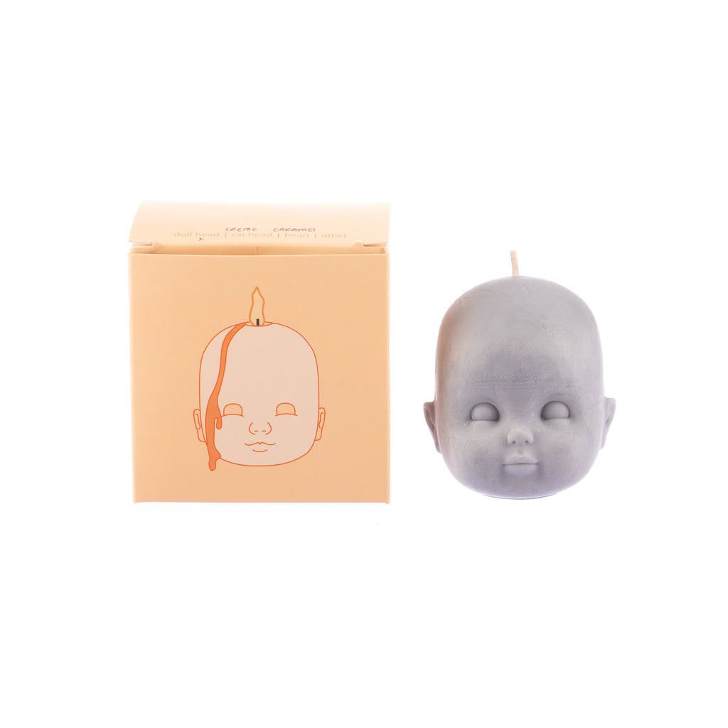 You, Me & Bones // Doll Head Candle - Grey | Candles