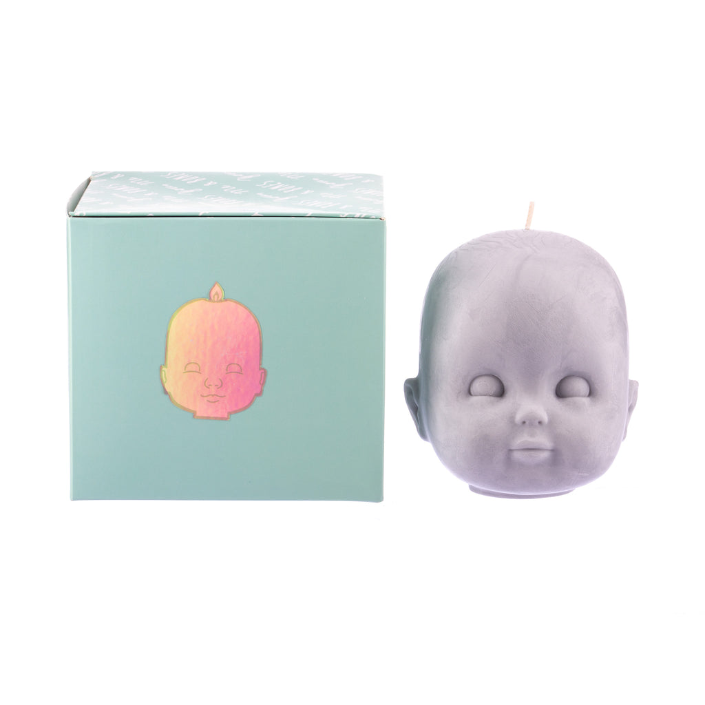You, Me & Bones // Doll Head Candle - Grey | Candles