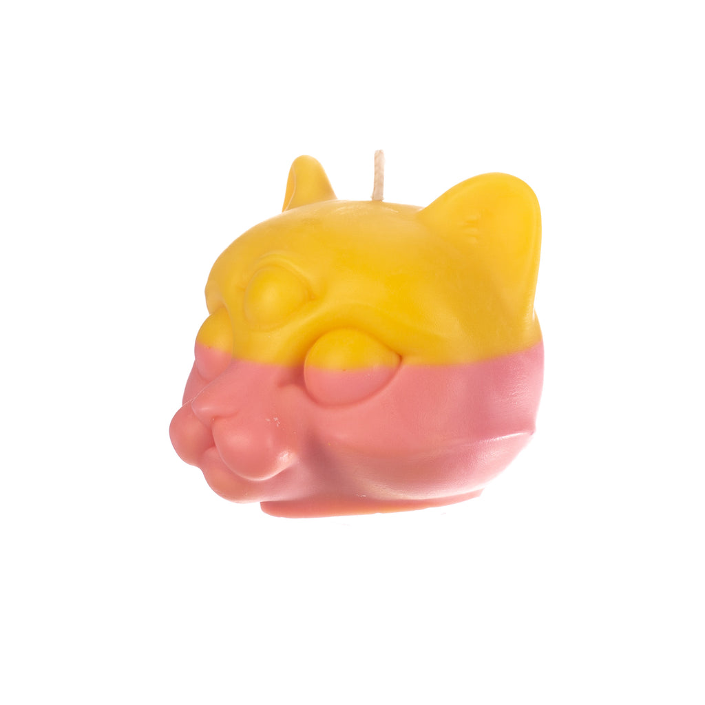 You, Me & Bones // Cat Head Candle - Yellow and Pink | Candles