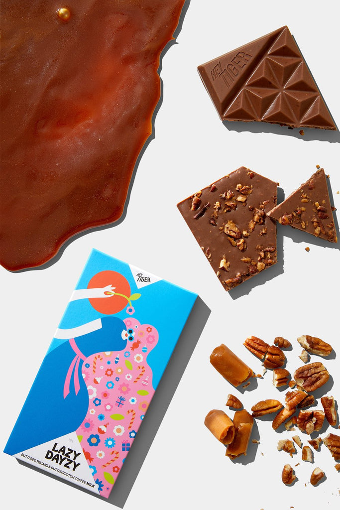 Hey Tiger // Lazy Dayzy Buttered Pecans & Butterscotch Toffee Milk Chocolate | Confectionery