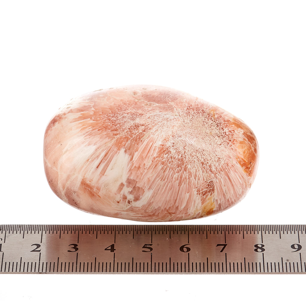 Peach Scolecite Palm Stone #1 | Crystals