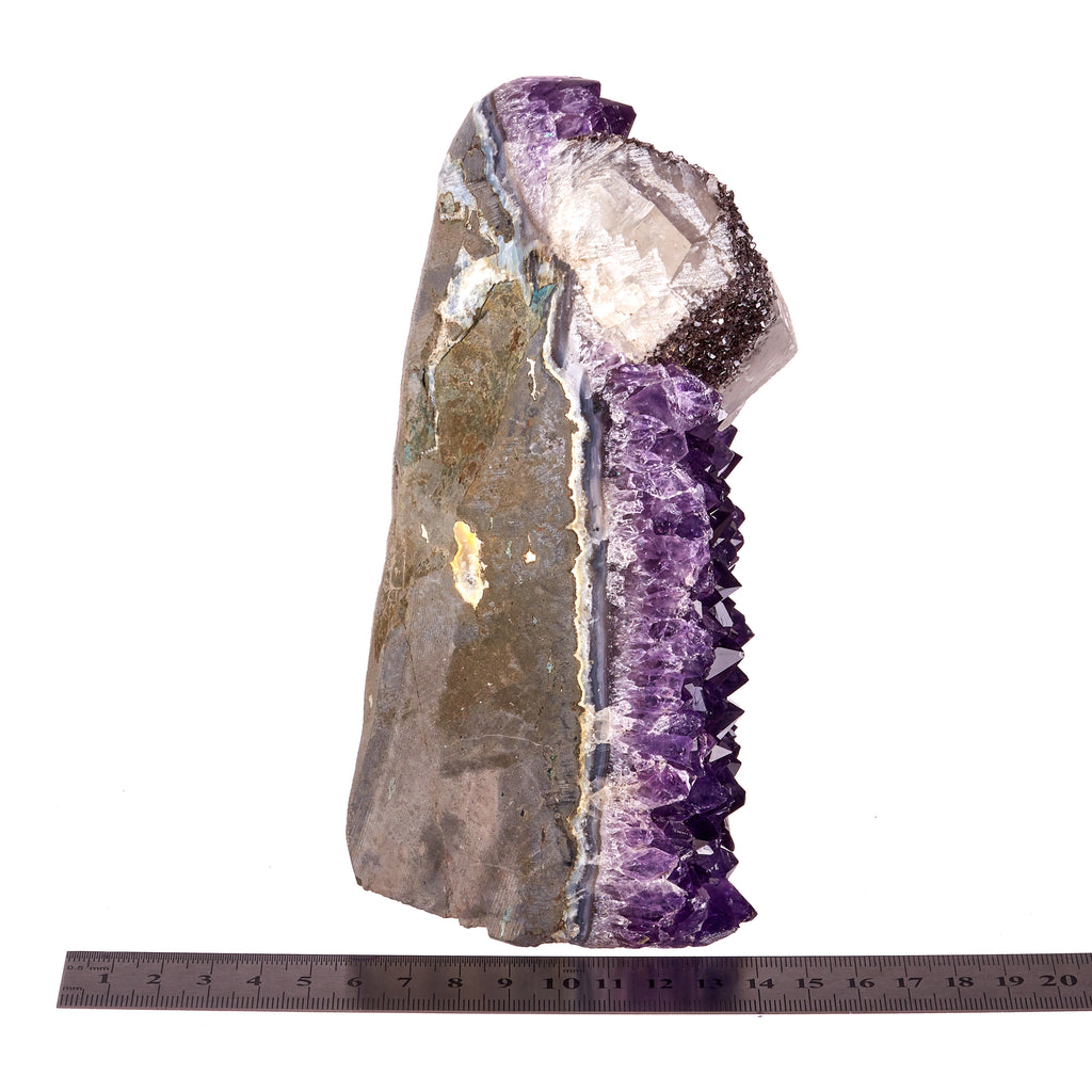 Amethyst and Calcite Base Cut #3 | Crystals