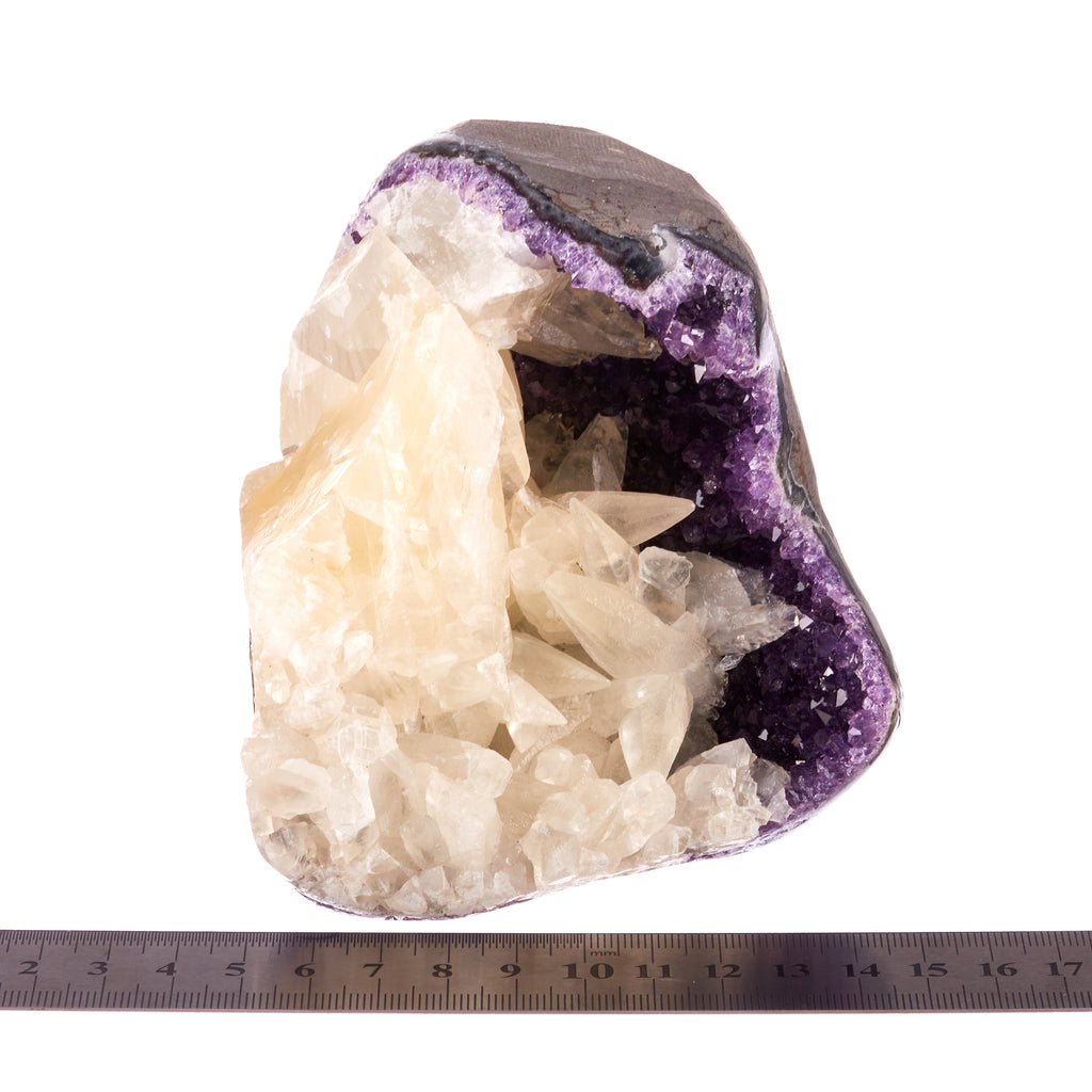 Amethyst and Calcite Base Cut #13 | Crystals
