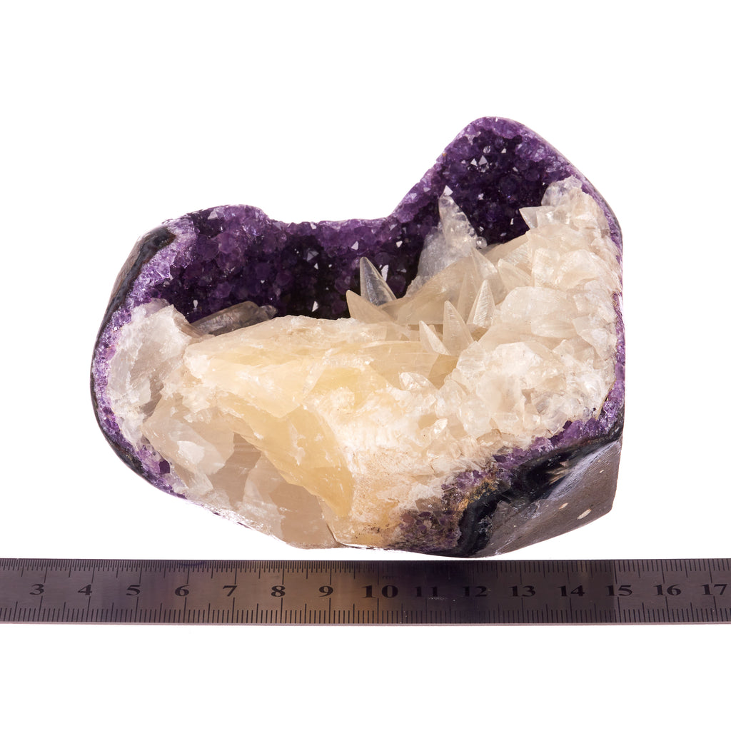 Amethyst and Calcite Base Cut #13 | Crystals