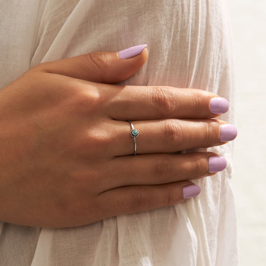 Midsummer Star // Dainty Beaded Turquoise Flower Ring | Jewellery