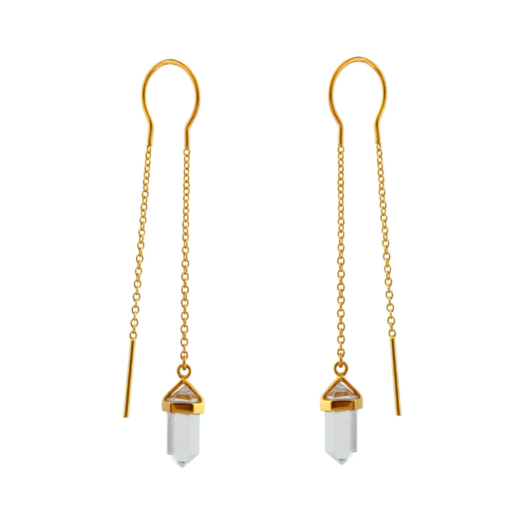 Midsummer Star // Starlight Crystal Clear Quartz Threaders - Gold