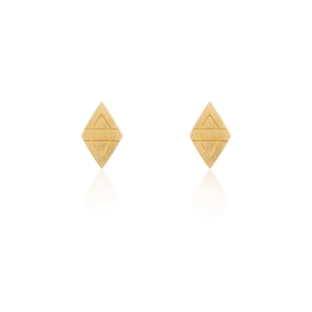 Linda Tahija // Rhombus Stud Earrings - Yellow Gold Plated Sterling Silver | Linda Tahija Jewellery