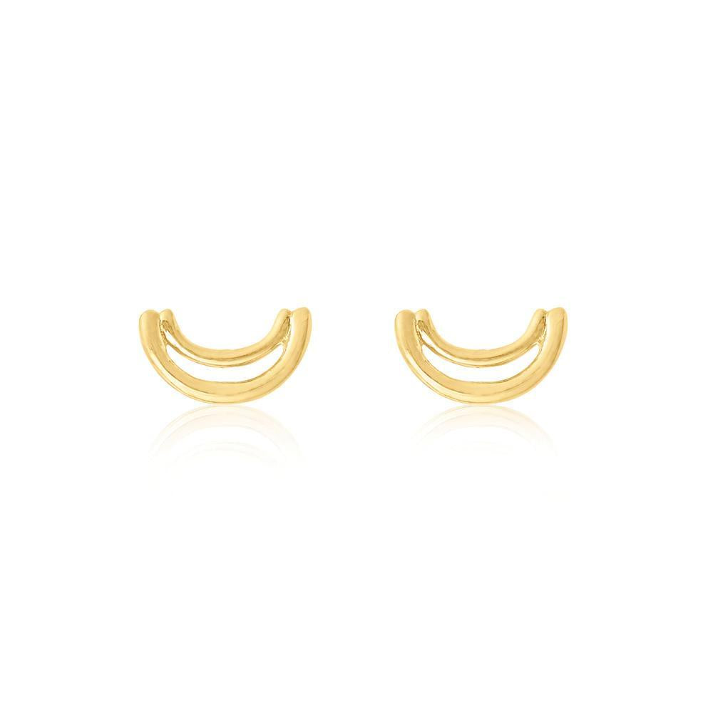 Linda Tahija //   Double Arc Stud Earrings - Yellow Gold Plated Sterling Silver | Linda Tahija Jewellery