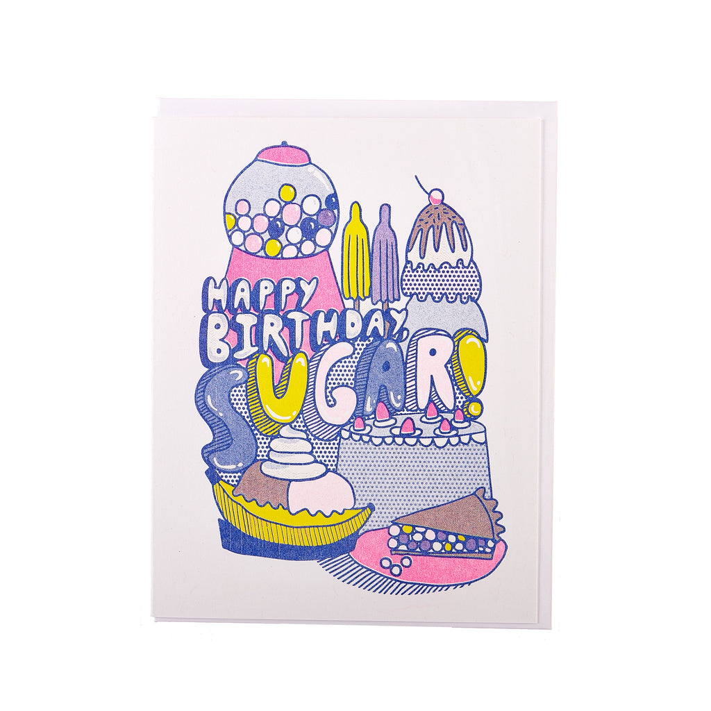 Yellow Owl // Happy Birthday Sugar Greeting Card | Greeting Cards