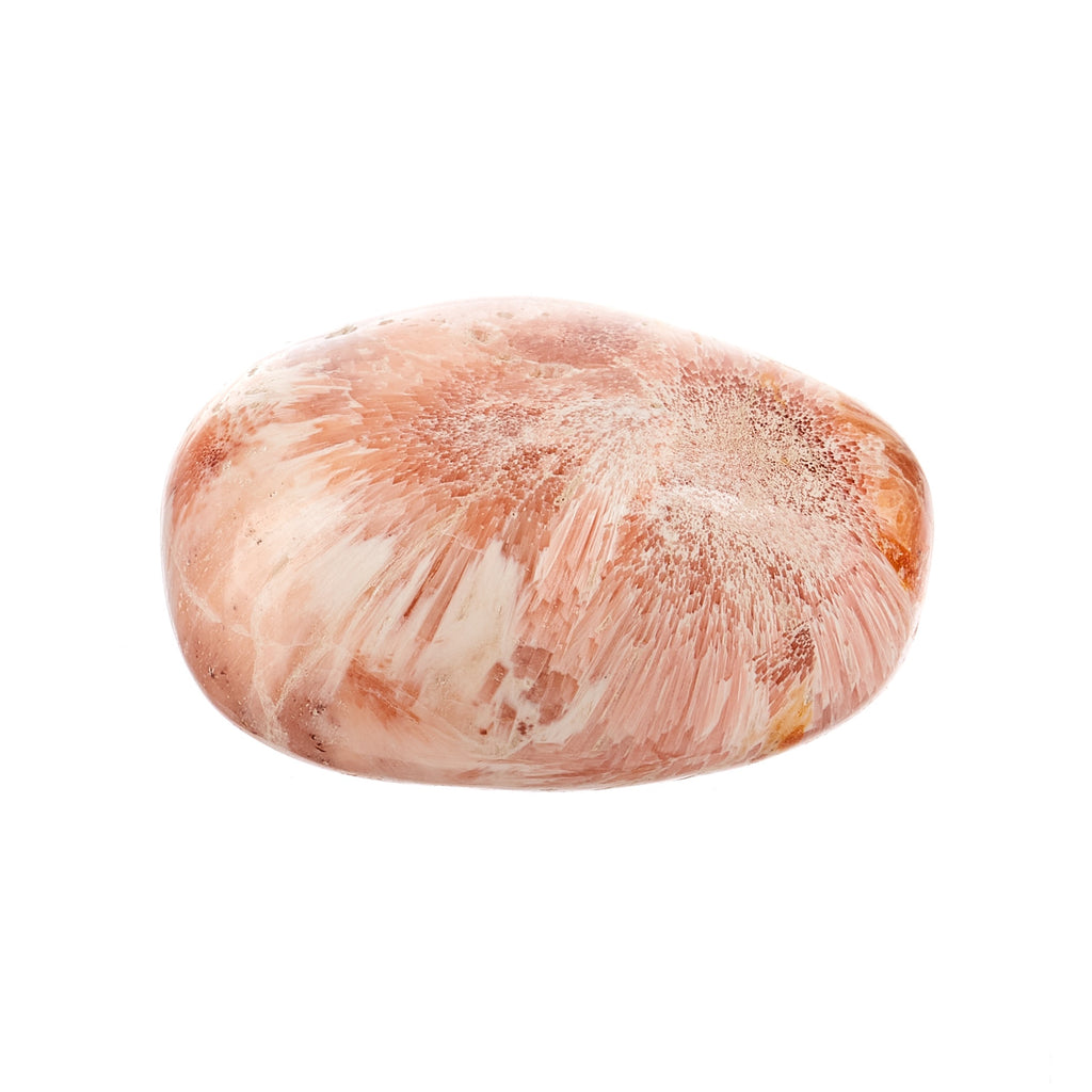 Peach Scolecite Palm Stone #1 | Crystals