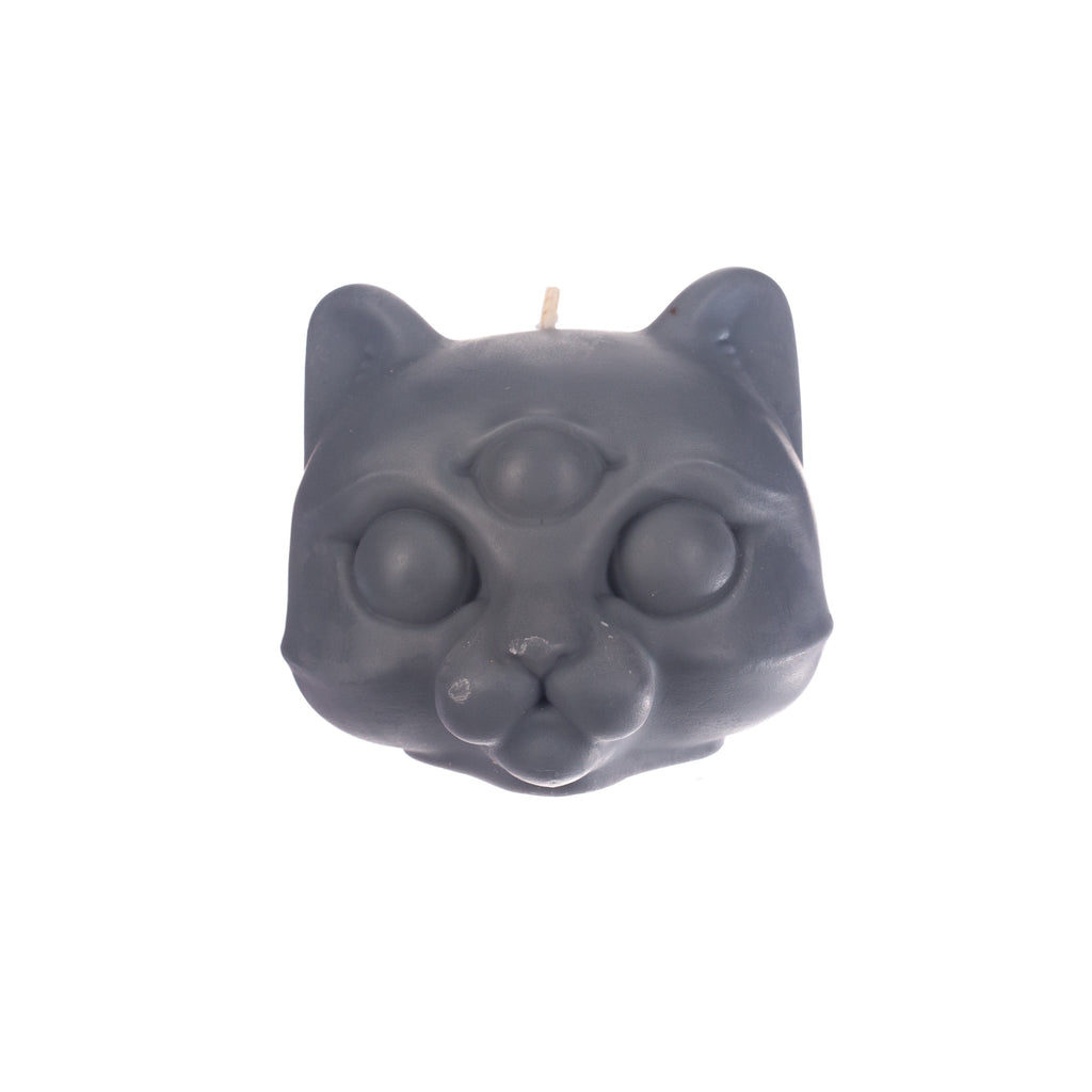 You, Me & Bones // Cat Head Candle - Grey | Candles