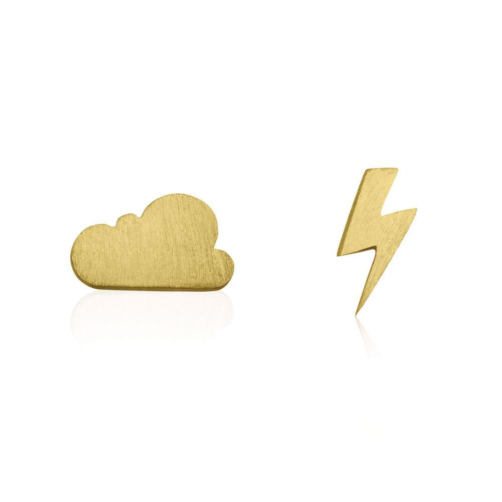 Linda Tahija // Cloud & Bolt Stud Earrings - Yellow Gold Plated Sterling Silver | Linda Tahija Jewellery