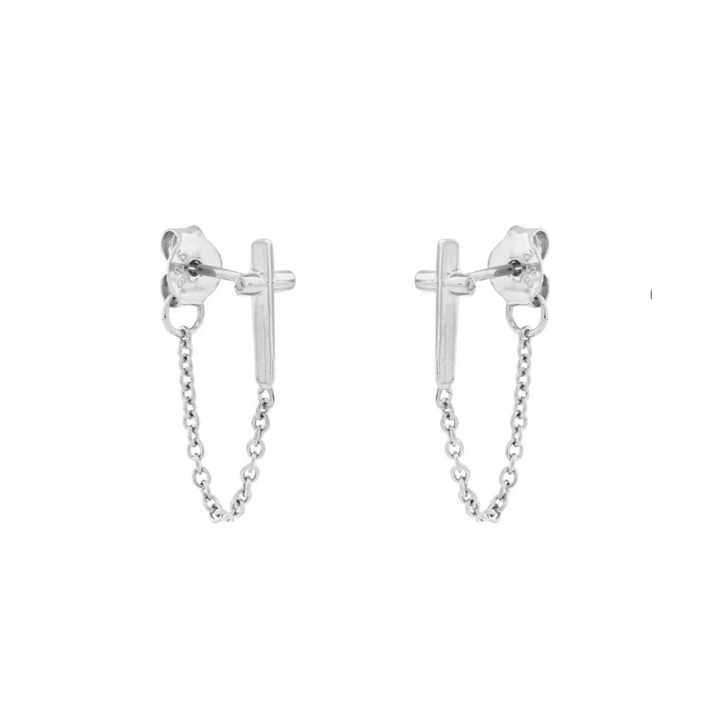 Midsummer Star // Mercy Cross And Chain Studs | Jewellery