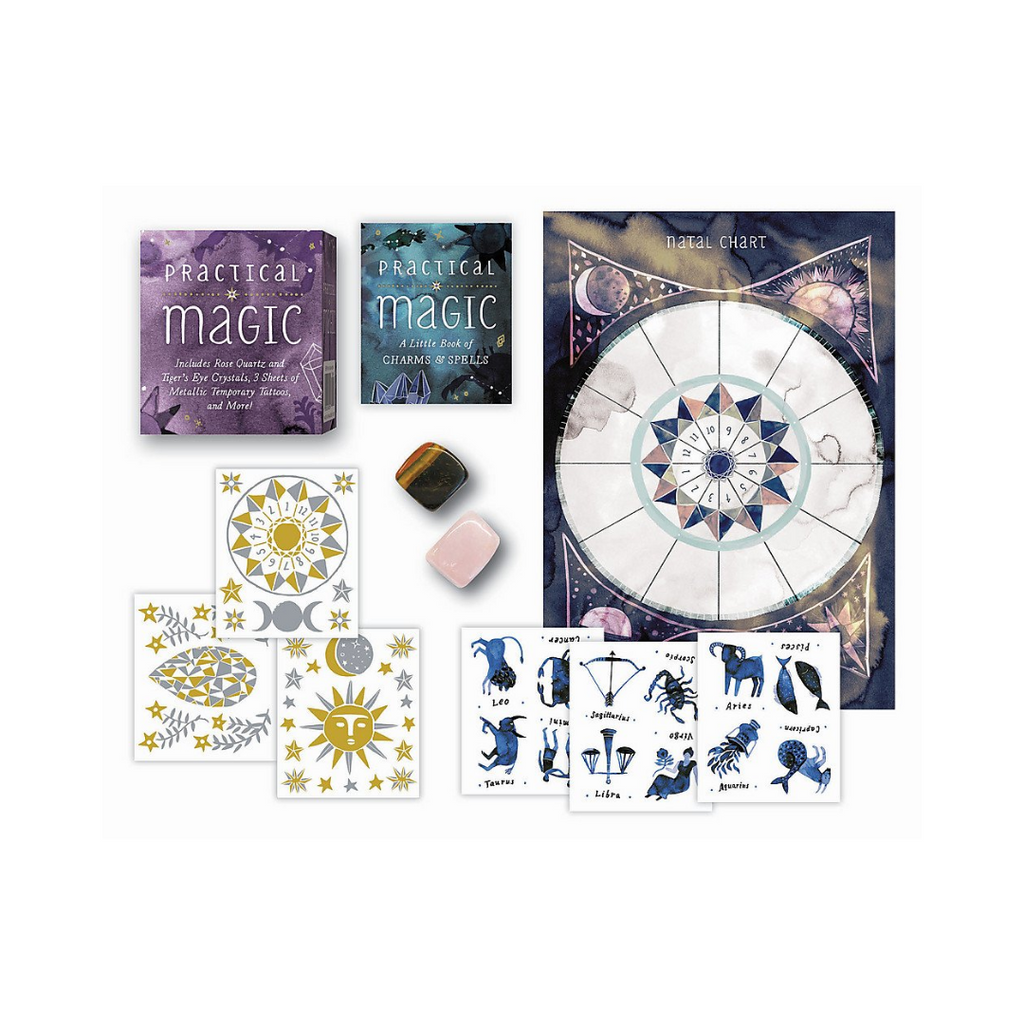 Practical Magic: A Little Box of Charms and Spells: Includes Rose Quartz and Tiger's Eye Crystals, 3 Sheets of Metallic Tattoos, and More! | Books