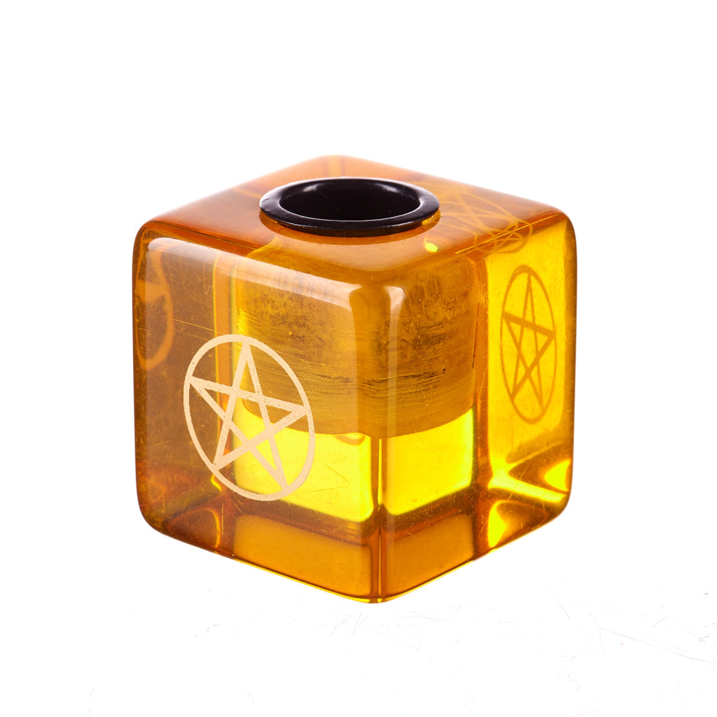 Pentagram Cube Candle Holder - Yellow