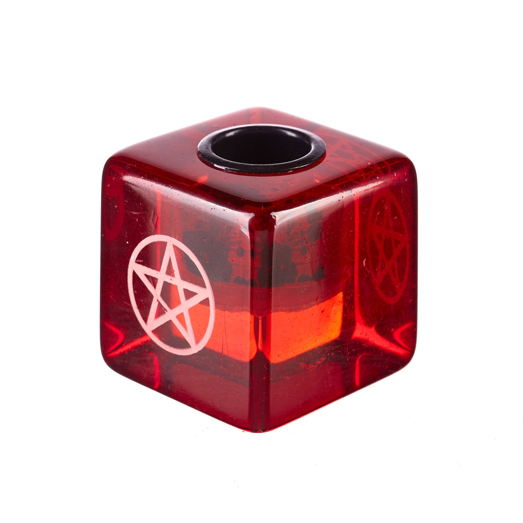 Pentagram Cube Candle Holder - Red