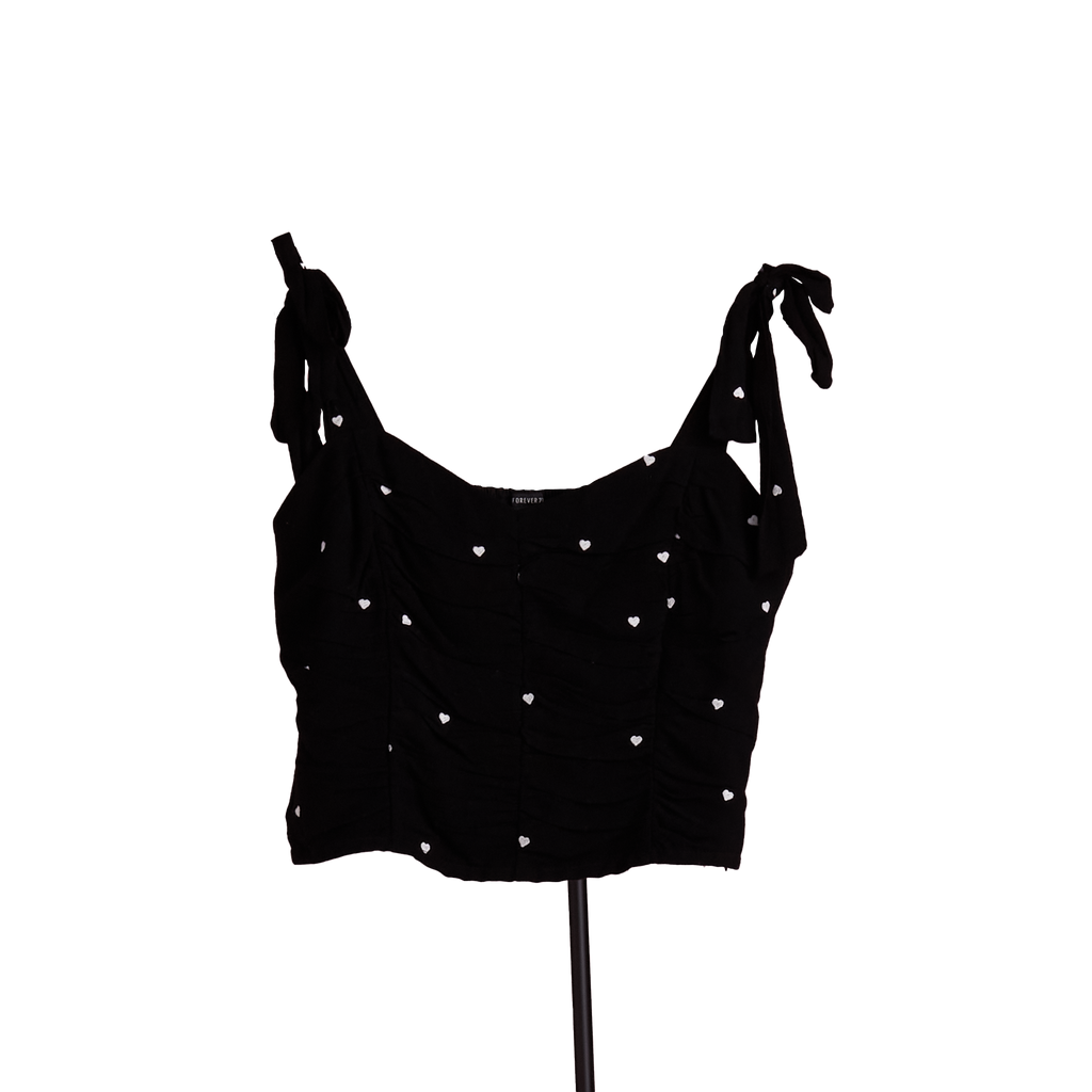 Forever 21 Embroided Hearts Top - Size L
