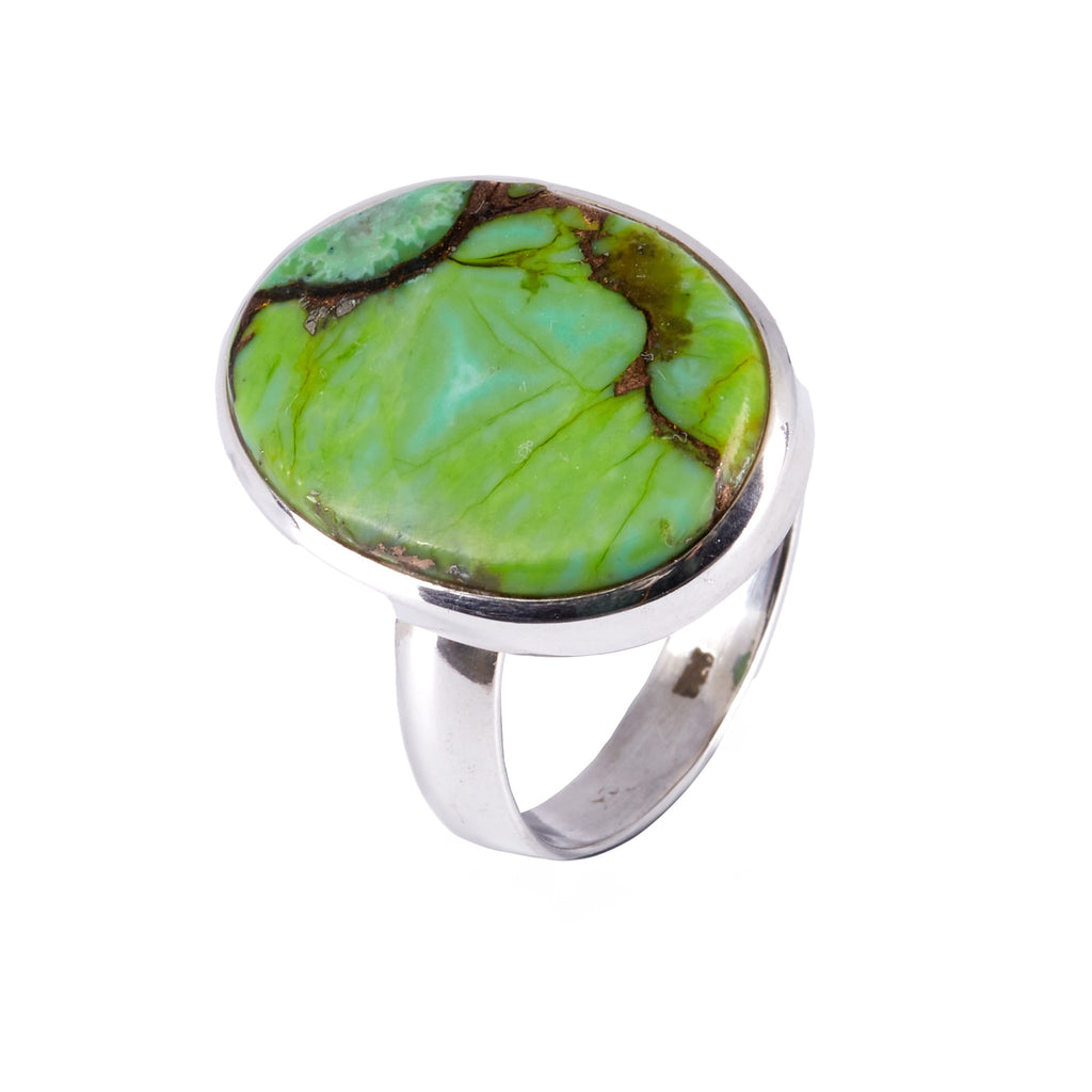 Green Mohave Turquoise Ring - Size 10