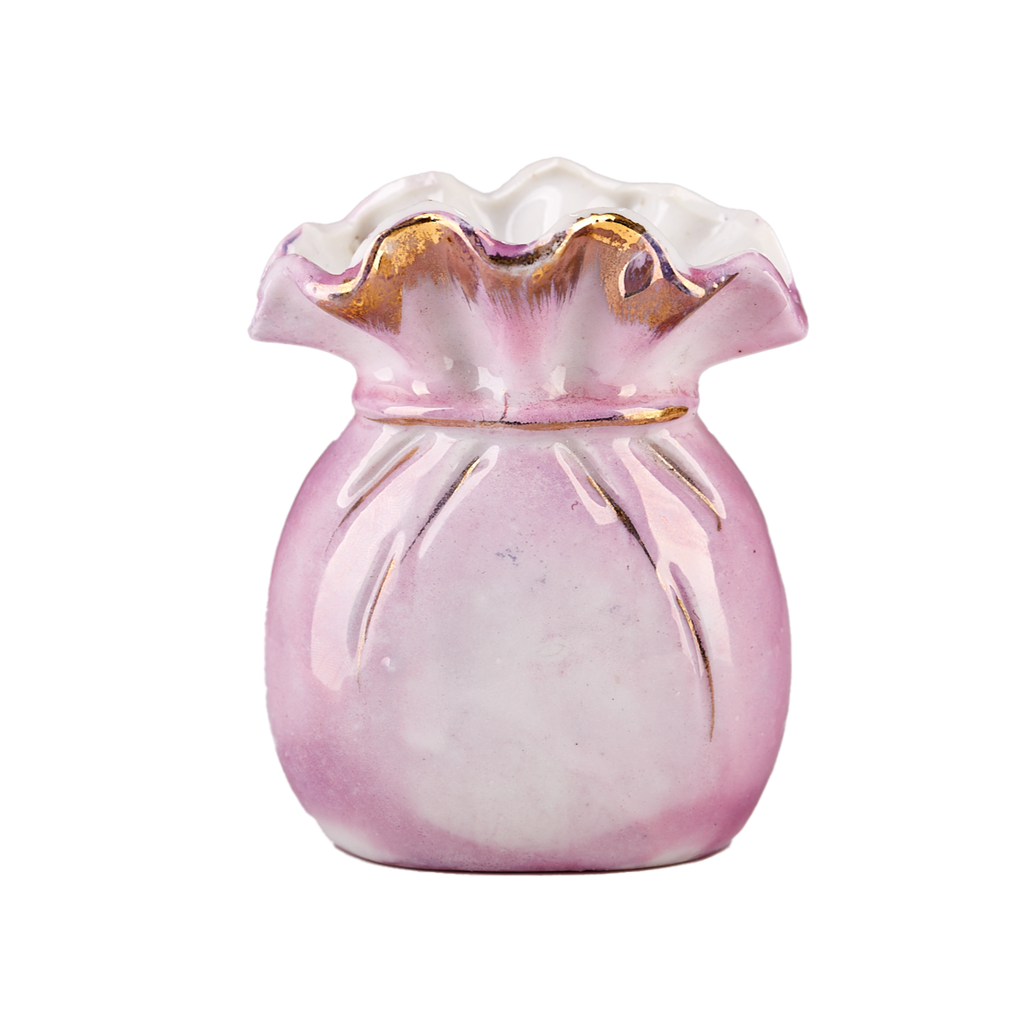Pink Iridescent Ceramic Pouch Vase (Made in Japan)