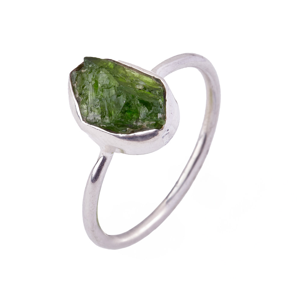 Green Diopside Ring #1 - Size 8